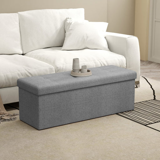 Storage Ottoman Bench Upholstered 110 cm with Hidden Compartment for Bedroom by Songmics