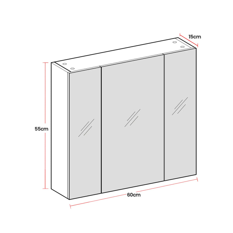 Wall Mounted Bathroom Mirror Cabinet with 3 Doors and Storage Shelves by Vasagle
