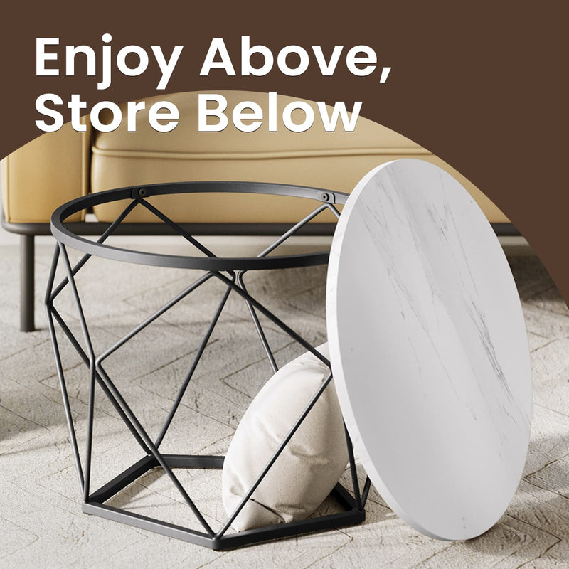 Set of 2 Round Nesting Coffee Tables Modern Side Tables for Living Room by Vasagle