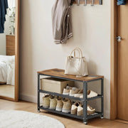 Wooden Shoe Bench with 2-Tier Storage Rack for Entryway and Hallway by Vasagle
