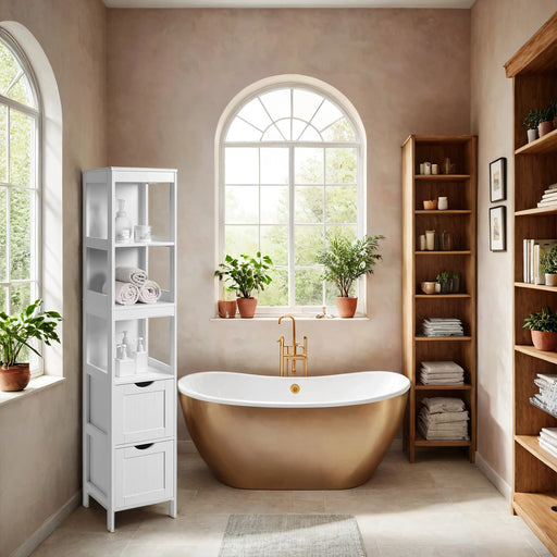 Freestanding Bathroom Floor Cabinet with 2 Drawers for Storage and Organisation by Vasagle