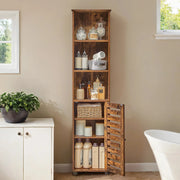Tall Bathroom Storage Cabinet with Open Shelves and Adjustable Compartments by Vasagle