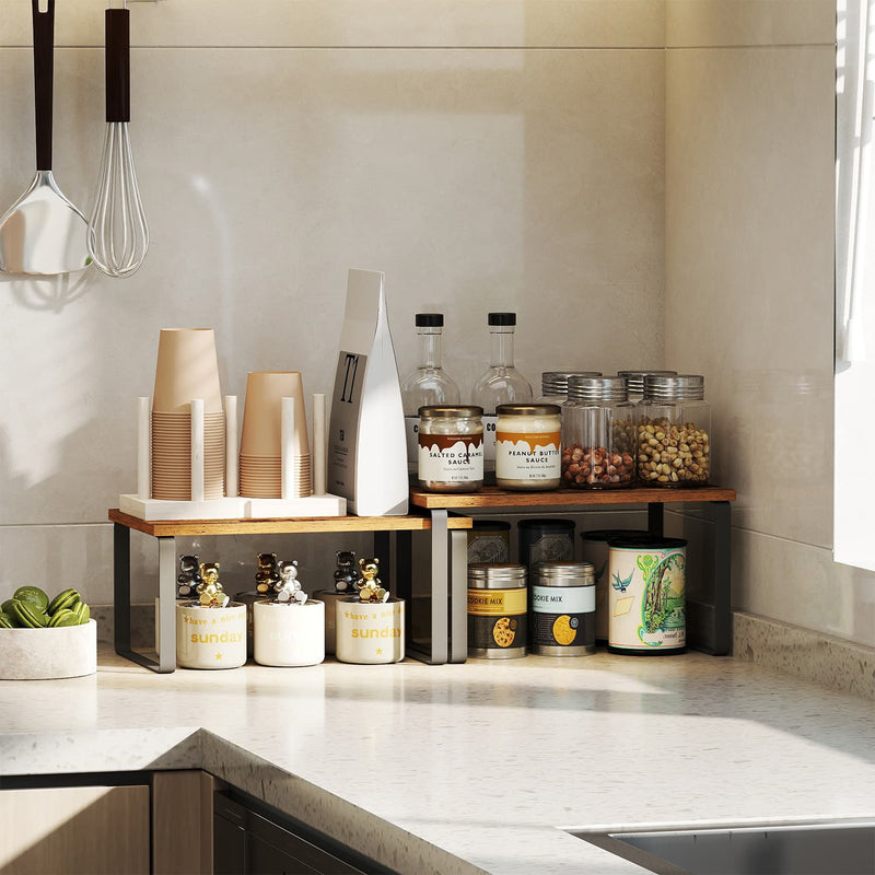 Set of 2 Spice Racks Freestanding Kitchen Organisers for Worktops and Cabinets by Songmics