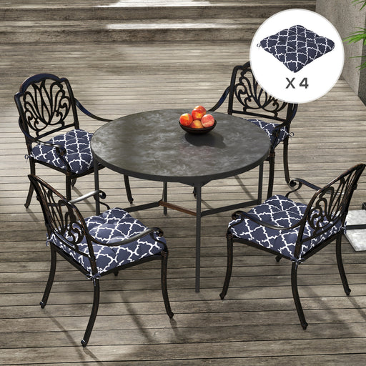 Blue 4 Piece Garden Chair Cushion Set With Ties For Indoor Or Outdoor Comfort