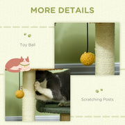 Small Cat Tree with Scratching Posts Two Beds and Toy Ball for Indoor Use, Grey