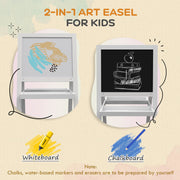 2 in 1 Kids Art Easel With Double Sided Whiteboard Chalkboard And Storage Shelf, White