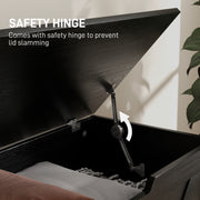 100L Wooden Storage Box With Safety Hinges Ideal for Home Organisation, Black