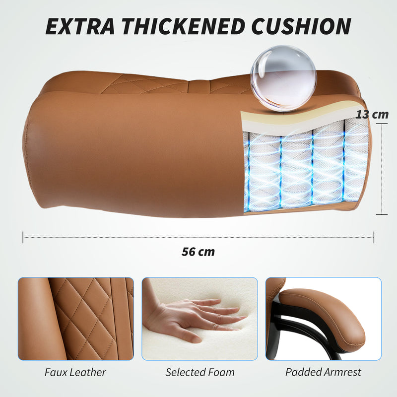 Ergonomic Faux Leather Office Chair With Spring Padding For All Day Comfort Light Brown