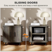 Bedside Table Sliding Door Grey - detail 2