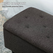 Dark Grey 47L Teddy Fleece Storage Ottoman with Padded Lid by HOMCOM