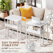 White Drop Leaf Writing Desk 63 cm Compact Space Saving Home Office Workstation