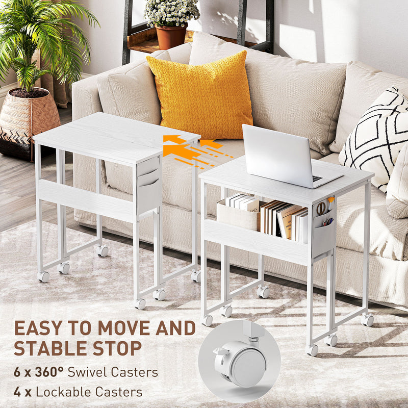 White Drop Leaf Writing Desk 63 cm Compact Space Saving Home Office Workstation