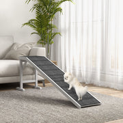 Pet Ramp for Dogs with Non Slip Carpet and Top Platform Ideal for Cars and Beds White and Grey AOSOM