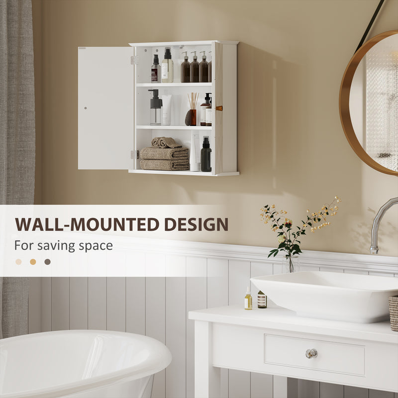 White Wall Mounted Bathroom Cabinet With Adjustable Shelf and Double Doors by HOMCOM