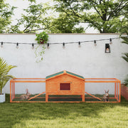 Wooden Rabbit Hutch with Run and Pull Out Tray for Outdoor Use with Ramps, Orange