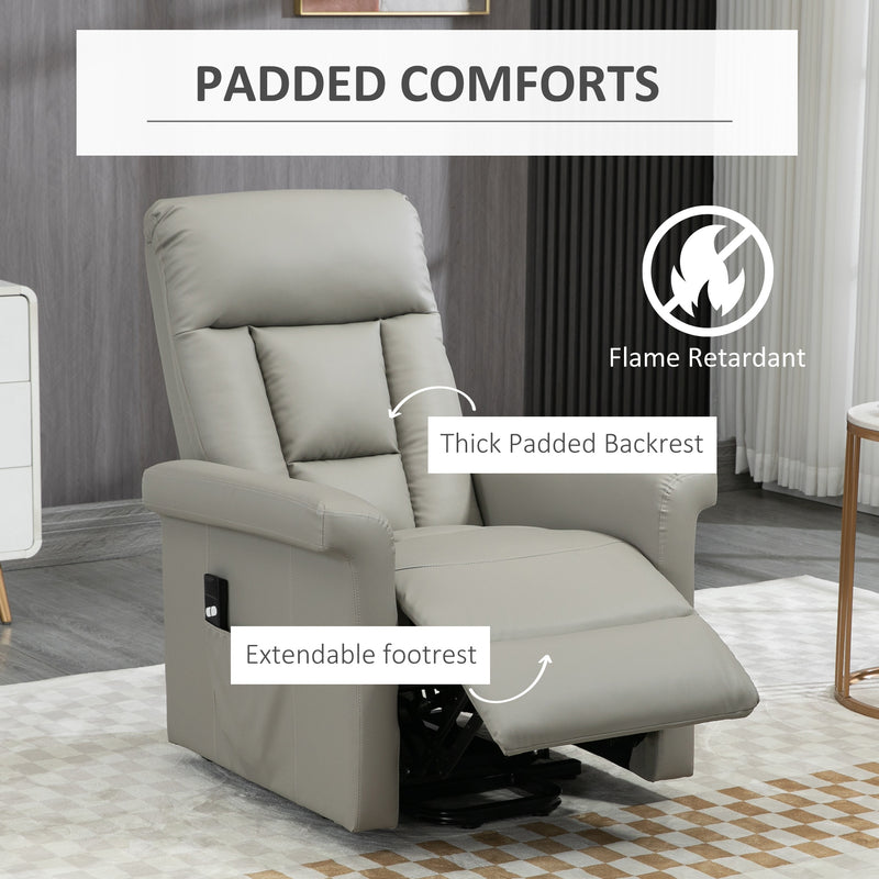 Electric Recliner Armchair with Remote and Footrest for Elderly Comfort and Support Grey