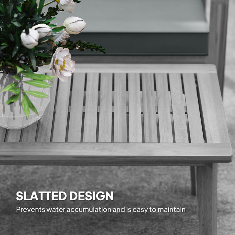 4 Piece Wooden Garden Furniture Set with Cushions Light Grey Outdoor Comfort by Outsunny