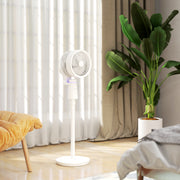 White Pedestal Air Circulation Fan with Oscillating Function and Adjustable Height by HOMCOM