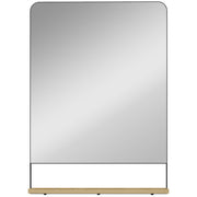Wall Mounted Mirror with Storage Shelf Ideal for Hallway or Bathroom Use Black AOSOM