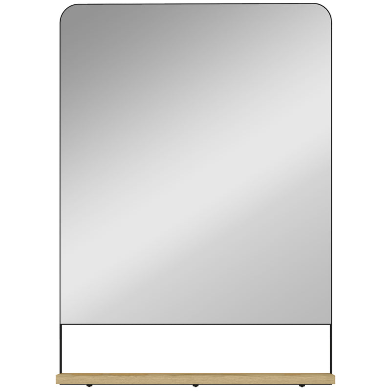 Wall Mounted Mirror with Storage Shelf Ideal for Hallway or Bathroom Use Black AOSOM