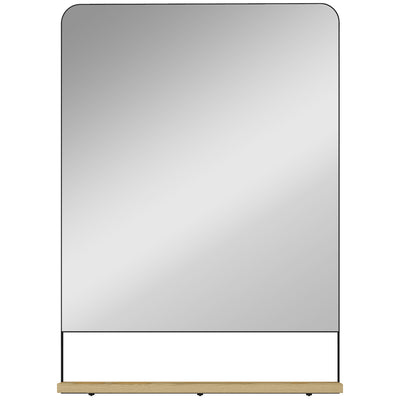 Wall Mounted Mirror with Storage Shelf Ideal for Hallway or Bathroom Use Black AOSOM