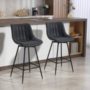 Set of 2 PU Leather Swivel Bar Stools with Adjustable Height for Kitchen Breakfast Bar Black