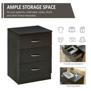 Black Wooden Bedside Tables Set of 2 with Drawer and Shelf for Bedroom or Lounge