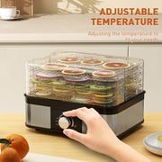 5 Tier Stainless Steel Food Dehydrator with Adjustable Temperature for Snacks and Jerky Black AOSOM