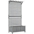 Wooden Raised Garden Planter With Trellis For Climbing Plants And Herbs Dark Grey Outsunny
