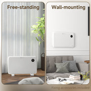 1200W Electric Convector Heater With Thermostat And Timer Freestanding Or Wall Mounted White