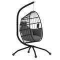 Dark Grey Hanging Egg Chair with Stand and Cushion for Garden or Indoor Use by Outsunny