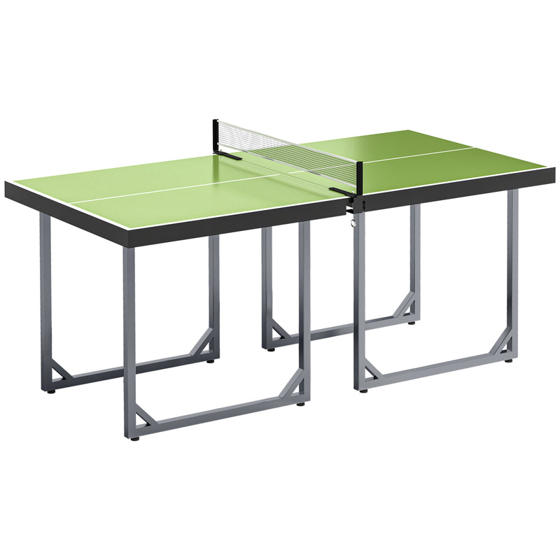 HOMCOM 6ft Table Tennis Table, Ping Pong Table with Net, Foldable and Portable Ping Pong Set for Indoor Use, Easy Assemble, Midsize, Green