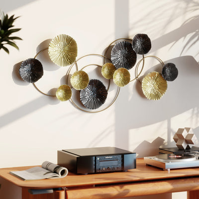 Modern Metal Wall Art With Decorative Multi Disc Design For Living Room Feature Wall Silver AOSOM