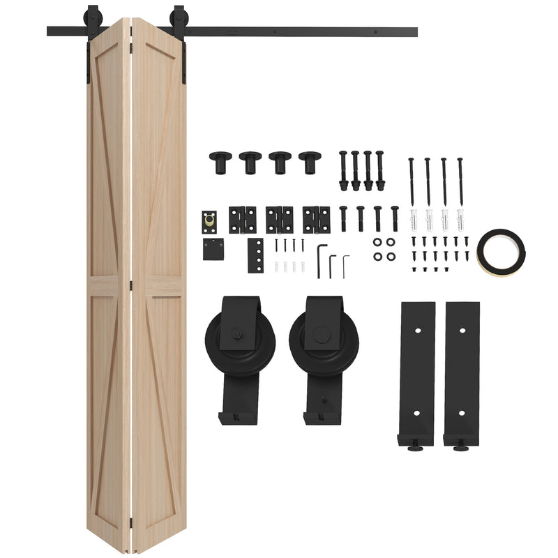 Sliding Door Track Kit for Folding Doors Space Saving Hardware for Home Black