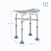 Adjustable Padded Shower Stool with U Shaped Seat for Elderly or Disabled Use, Grey