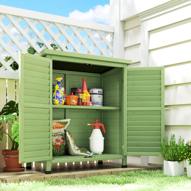 Wooden Garden Storage Shed With Double Doors Ideal For Tools And Equipment Green Outsunny