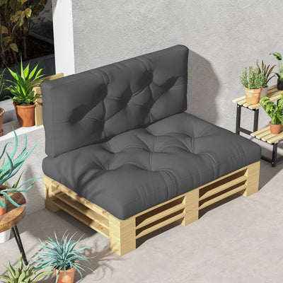 Padded Pallet Cushion Set for Garden Seating with Back Support Dark Grey AOSOM