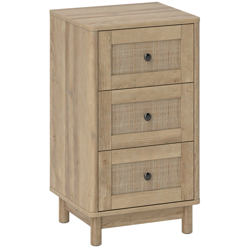 Wooden Chest Drawers For Bedroom Or Living Room - 3 Spacious Drawers - Oak Finish
