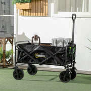 Black Folding Festival Trolley Cart With Steel Frame Wheels and Handle for Easy Storage