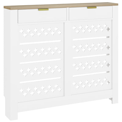 Wooden Radiator Cover with Storage Drawers Ideal for Hallways or Living Rooms White