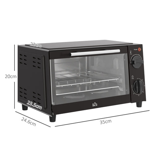 Black 9L Mini Electric Oven With Adjustable Temperature Ideal For Grilling And Toasting