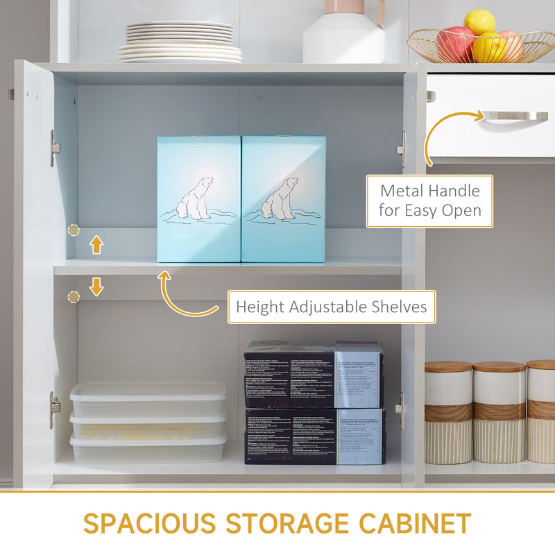 Freestanding Kitchen Storage Cabinet With Drawer And Adjustable Shelves For Dining Room White