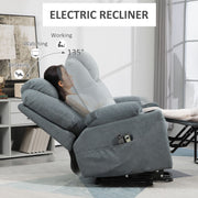 Electric Lift Recliner Armchair With Heat and Massage Function for Elderly, Grey