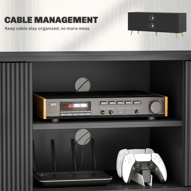Black TV Stand Cabinet for TVs up to 55 Inch with Storage Shelves and Cable Management by HOMCOM
