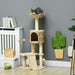 Multi Level Cat Tree with Scratching Post House and Bed for Indoor Cats Beige