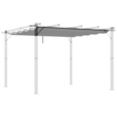 Light Grey Retractable Pergola Shade Cover Replacement Canopy for 3 x 3m by Outsunny