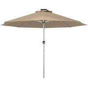 Khaki 3m Garden Parasol With Solar LED Lights For Shaded Outdoor Relaxation