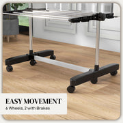 Black Four Shelf Collapsible Clothes Airer With Side Arms and Wheels by HOMCOM