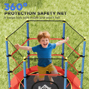 Kids Outdoor Trampoline With Safety Net For Ages 3 to 10 Ideal for Garden Play Blue AOSOM
