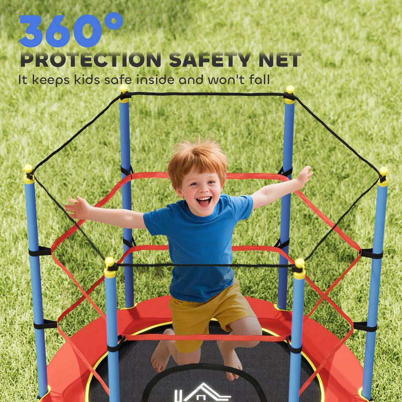 Kids Outdoor Trampoline With Safety Net For Ages 3 to 10 Ideal for Garden Play Blue AOSOM